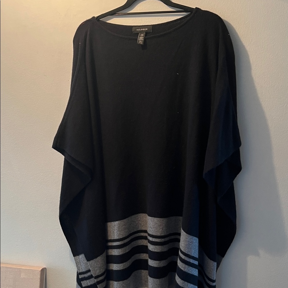 Halogen Charcoal Cashmere Poncho